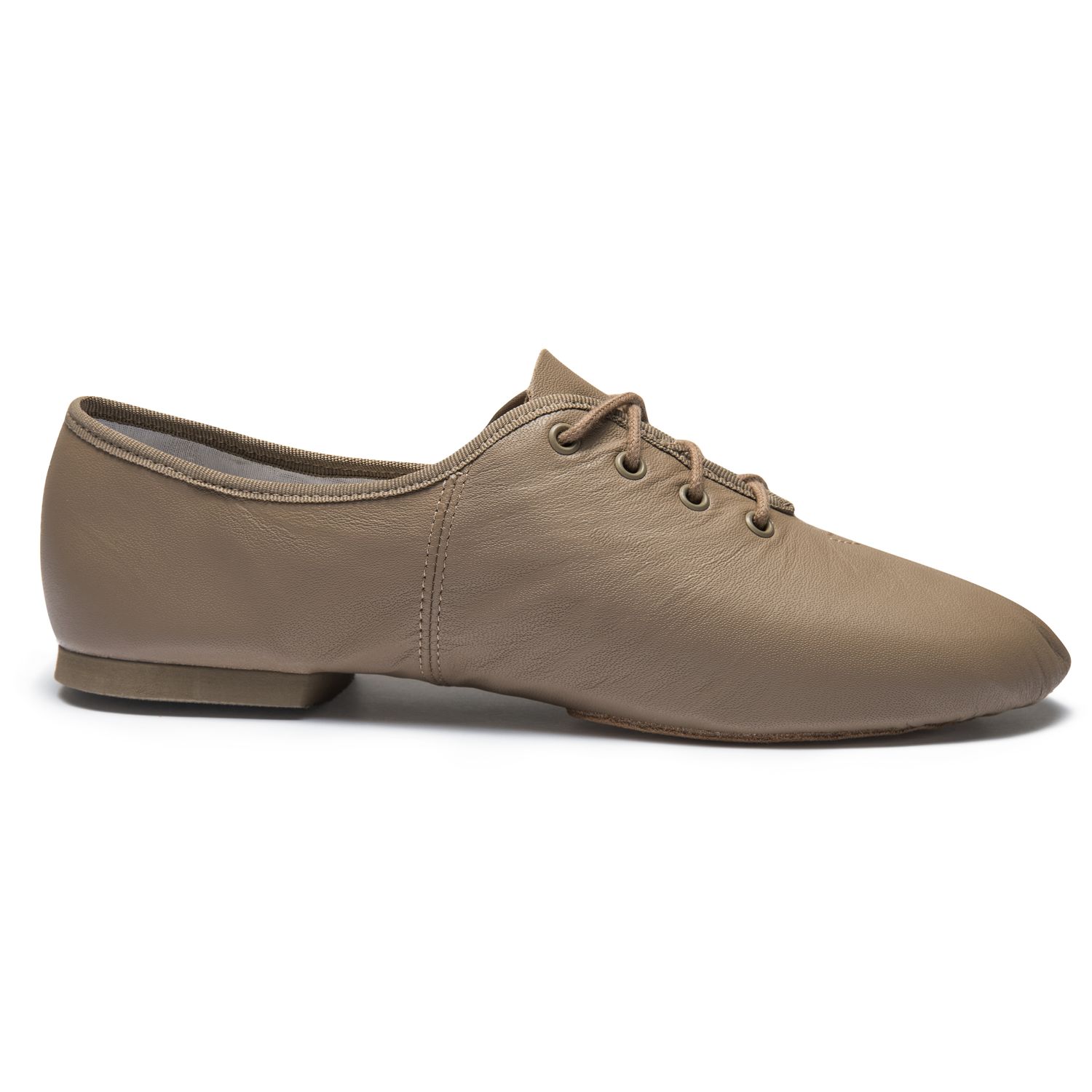 Jazzschuhe aus Leder mit geteilter Chromledersohle und Gummiabsatz JZE09A Jazzschuhe aus Leder mit geteilter Chromledersohle und Gummiabsatz tan