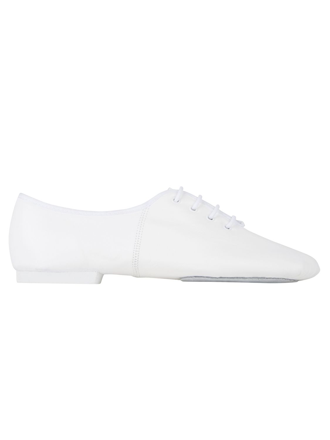 Jazzschuhe aus Leder mit geteilter Chromledersohle und Gummiabsatz JZE09A Jazzschuhe aus Leder mit geteilter Chromledersohle und Gummiabsatz weiß