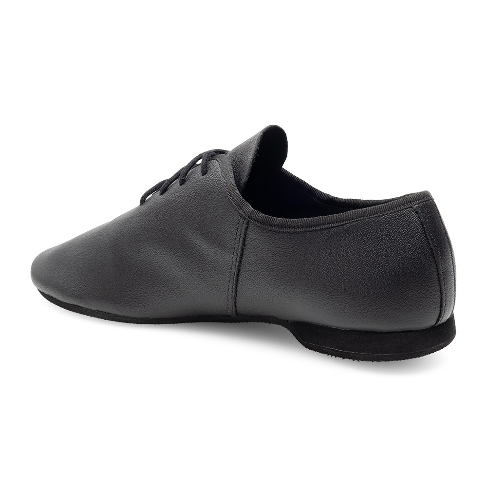 Jazzschuhe Basic III aus Leder mit durchgehender Gummisohle schwarz
