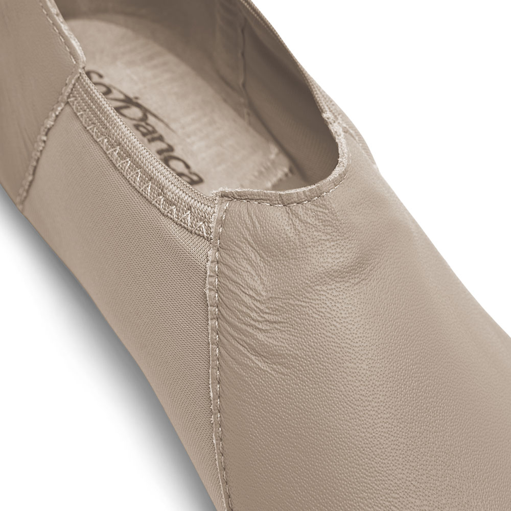 Jazzschuhe aus Leder und Stretcheinsatz mit geteilter Gummisohle JZE45 Jazzschuhe aus Leder mit Stretcheinsatz und geteilter Gummisohle tan