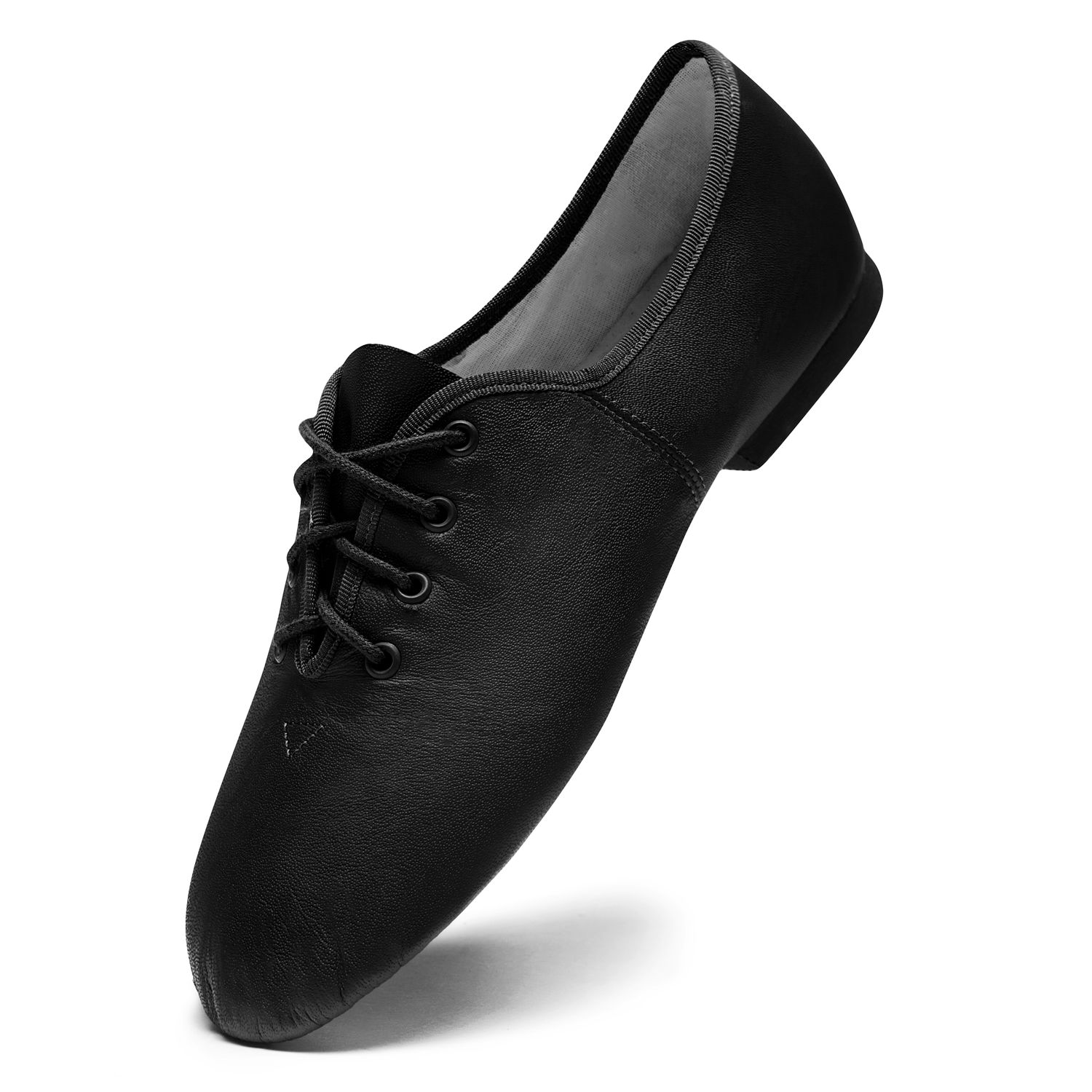 Jazzschuhe aus Leder mit geteilter Chromledersohle und Gummiabsatz JZE09A Jazzschuhe aus Leder mit geteilter Chromledersohle und Gummiabsatz schwarz