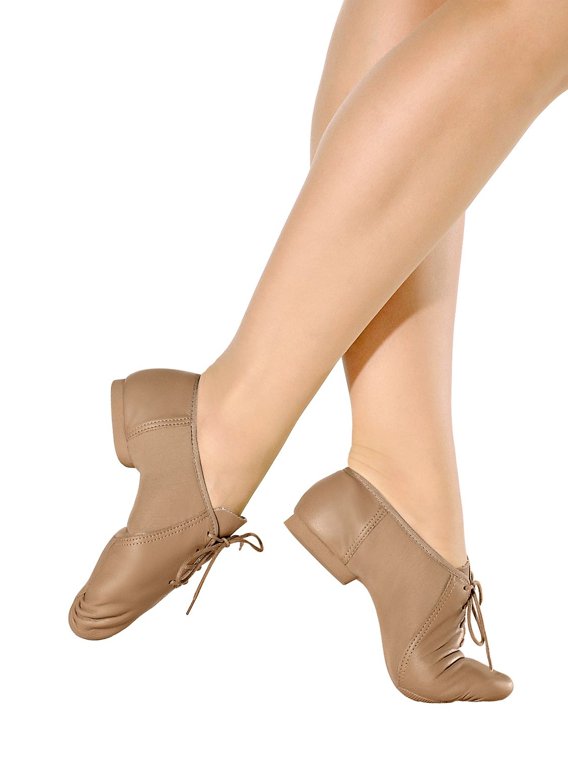 Jazzschuhe aus Leder und Stretcheinsatz mit geteilter Chromledersohle und EVA Absatz  Jazzschuhe aus Leder und Stretcheinsatz mit geteilter Chromledersohle und EVA Absatz JZE15A