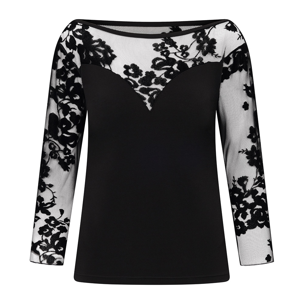 Shirt 3/4-Ärmel aus Spitze SOPHIA RU5137 Shirt Schwarz