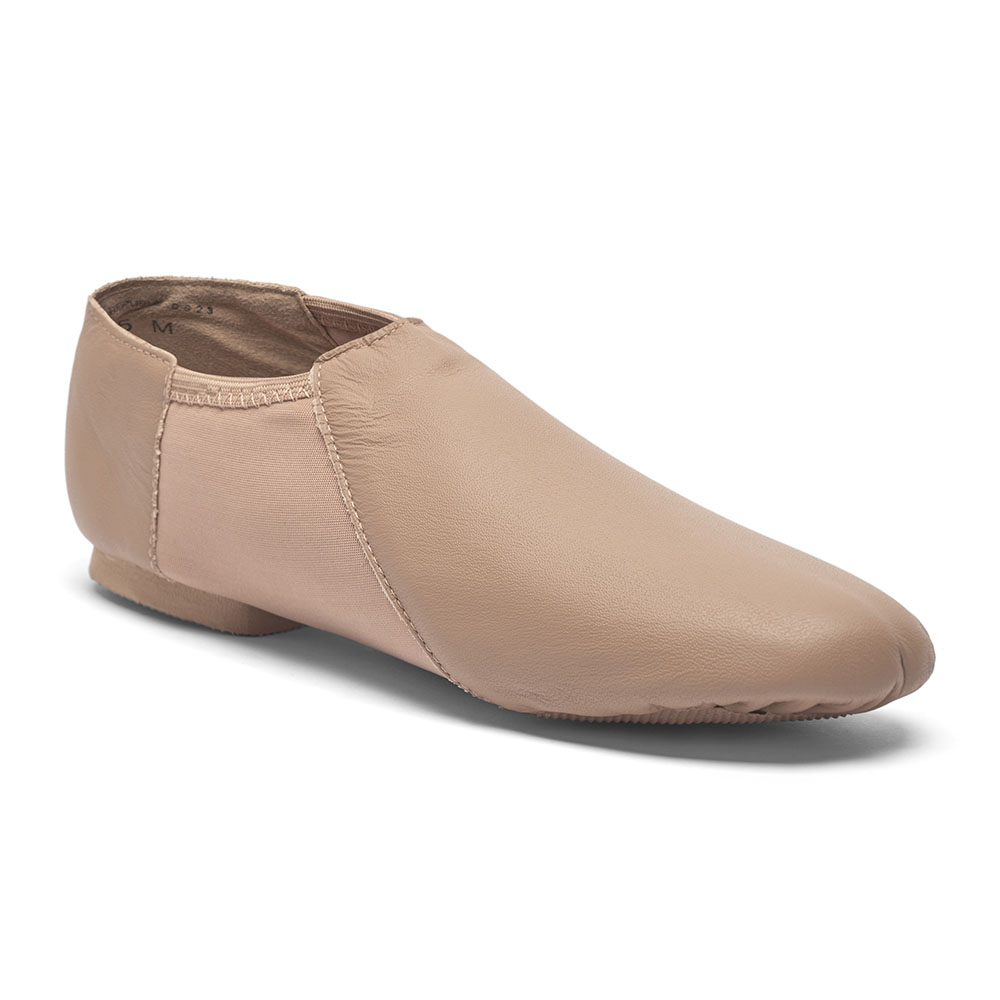 Jazzschuhe aus Leder und Stretcheinsatz mit geteilter Gummisohle JZE45 Jazzschuhe aus Leder mit Stretcheinsatz und geteilter Gummisohle caramel
