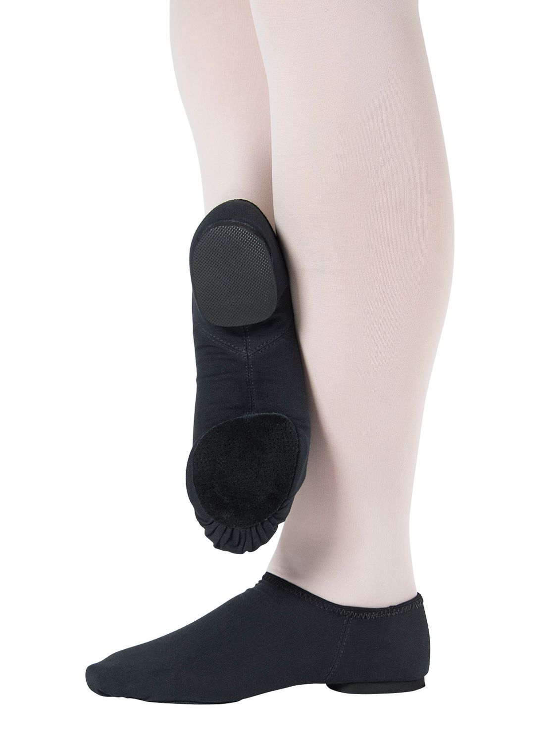 Stretch canvas jazz shoes with split chrome leather sole and rubber heel JZ75 Jazzschuhe aus Stretch-Leinen mit geteilter Chromledersohle und Gummiabsatz schwarz