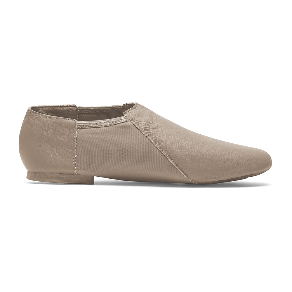Jazzschuhe aus Leder und Stretcheinsatz mit geteilter Gummisohle JZE45 Jazzschuhe aus Leder mit Stretcheinsatz und geteilter Gummisohle tan