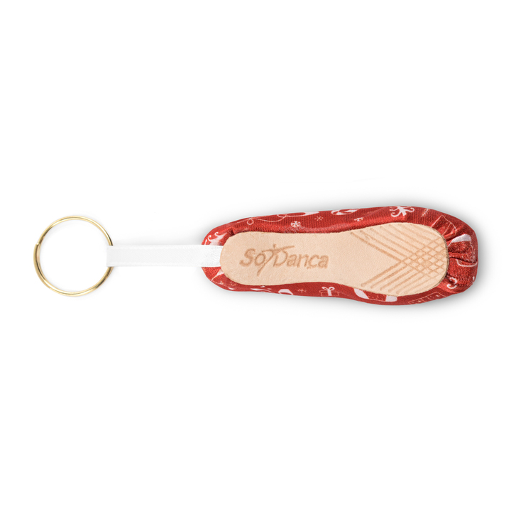 Mini-Spitzenschuh-Schlüsselanhänger Weihnachtsedition aus Satin & Leder KC15