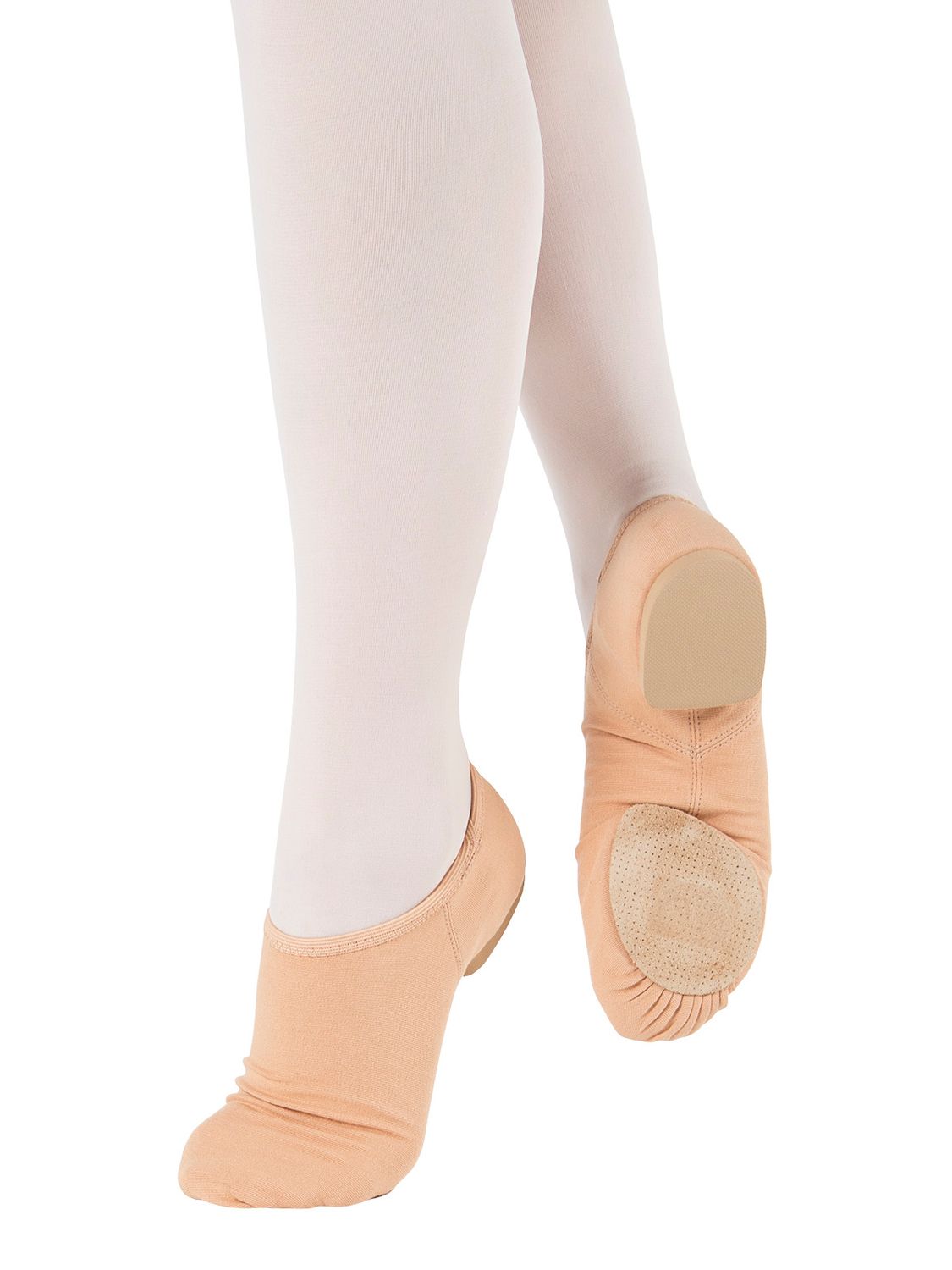 Jazzschuhe aus Stretch-Leinen mit geteilter Chromledersohle und Gummiabsatz JZ75