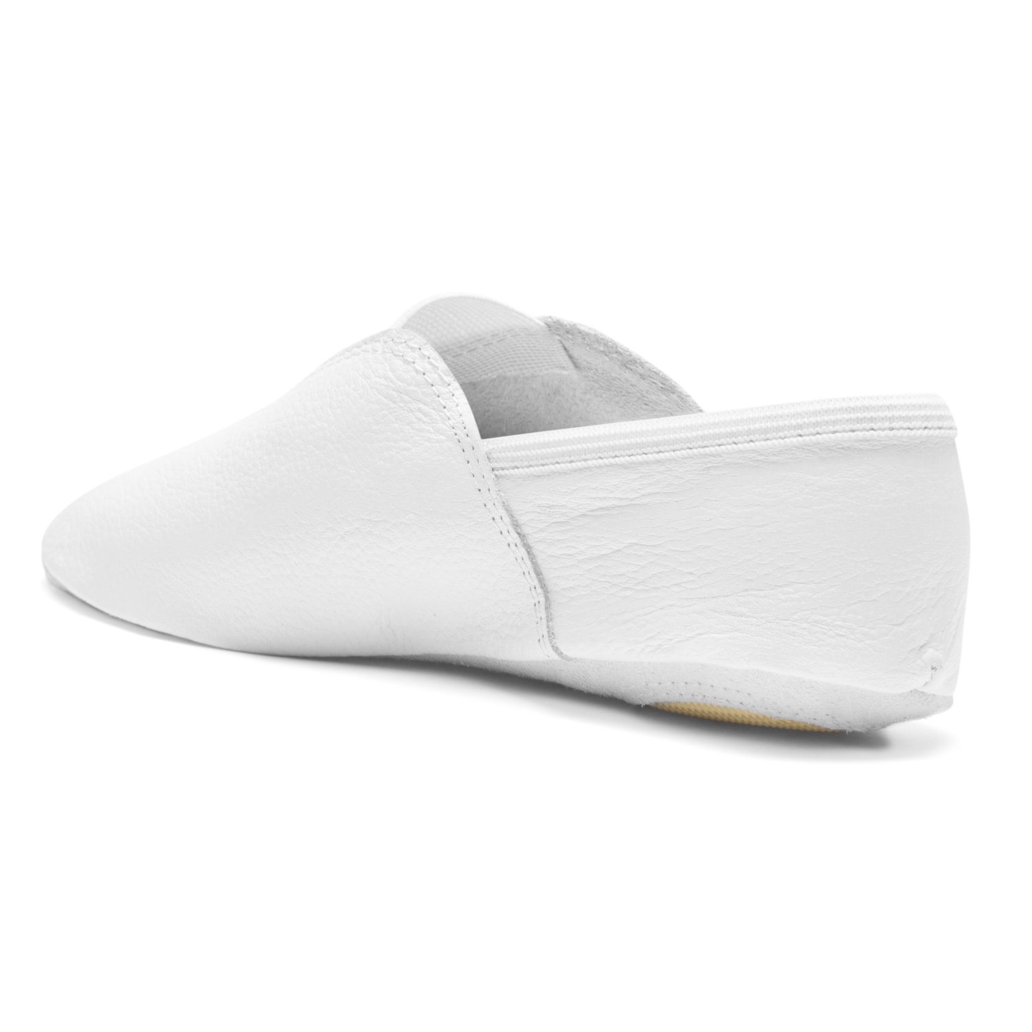 Gymnastikschuh Chromledersohle mit Gummieinsätzen 1041 Gymnastikschläppchen Weiß