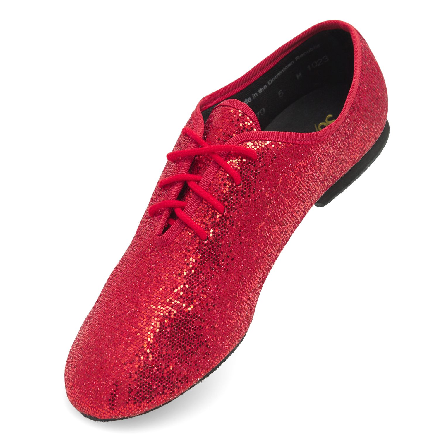 Jazzschuhe aus Glanz-Spinnstoff mit ganzer Chromledersohle JZ79  Jazzschuh mit Chromledersohle  rot