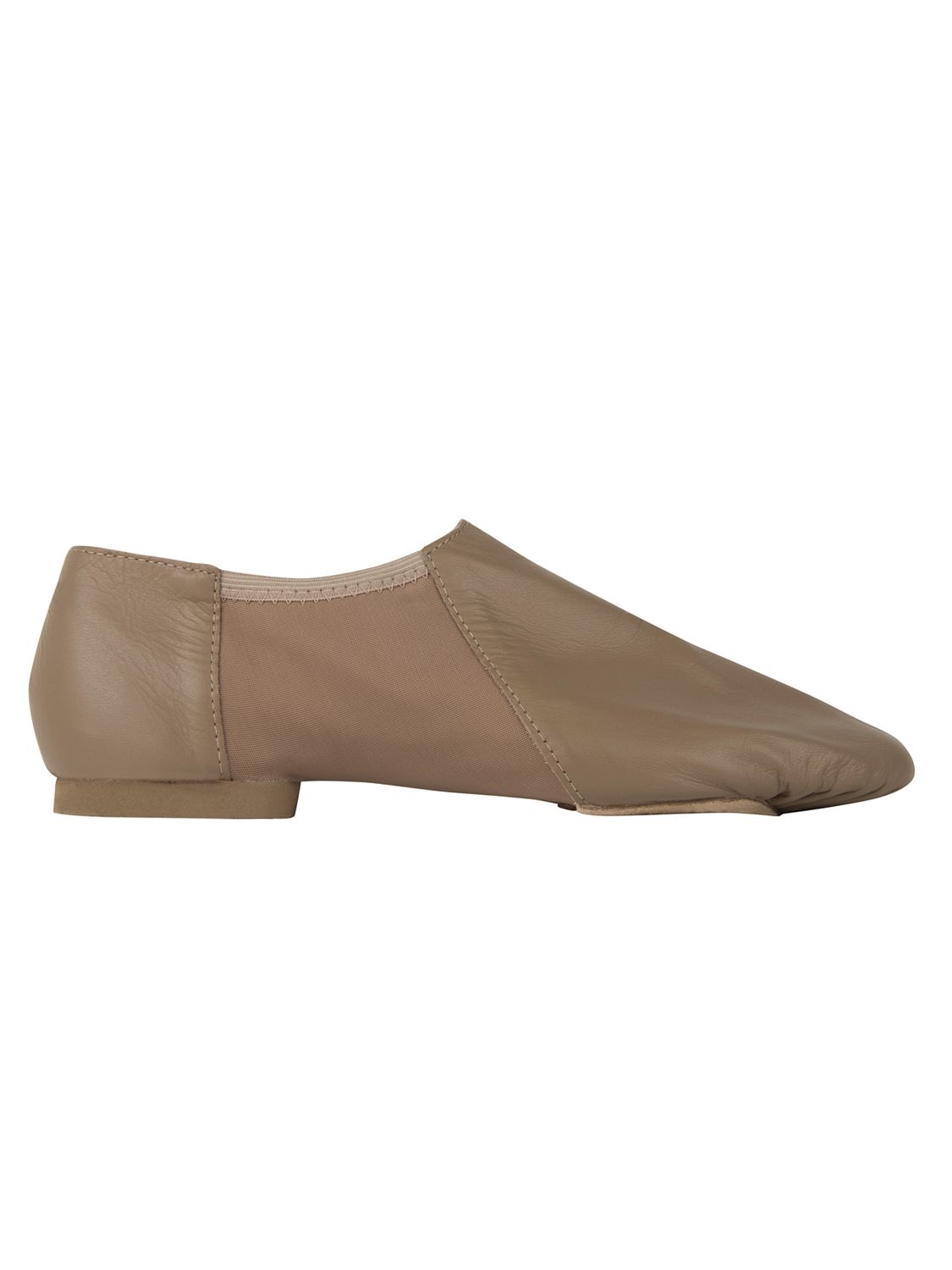 Jazzschuhe aus Leder und Stretcheinsatz mit geteilter Chromledersohle und Gummiabsatz JZE45A Jazzschuhe aus Leder mit Stretcheinsatz und geteilter Chromledersohle und Gummiabsatz tan