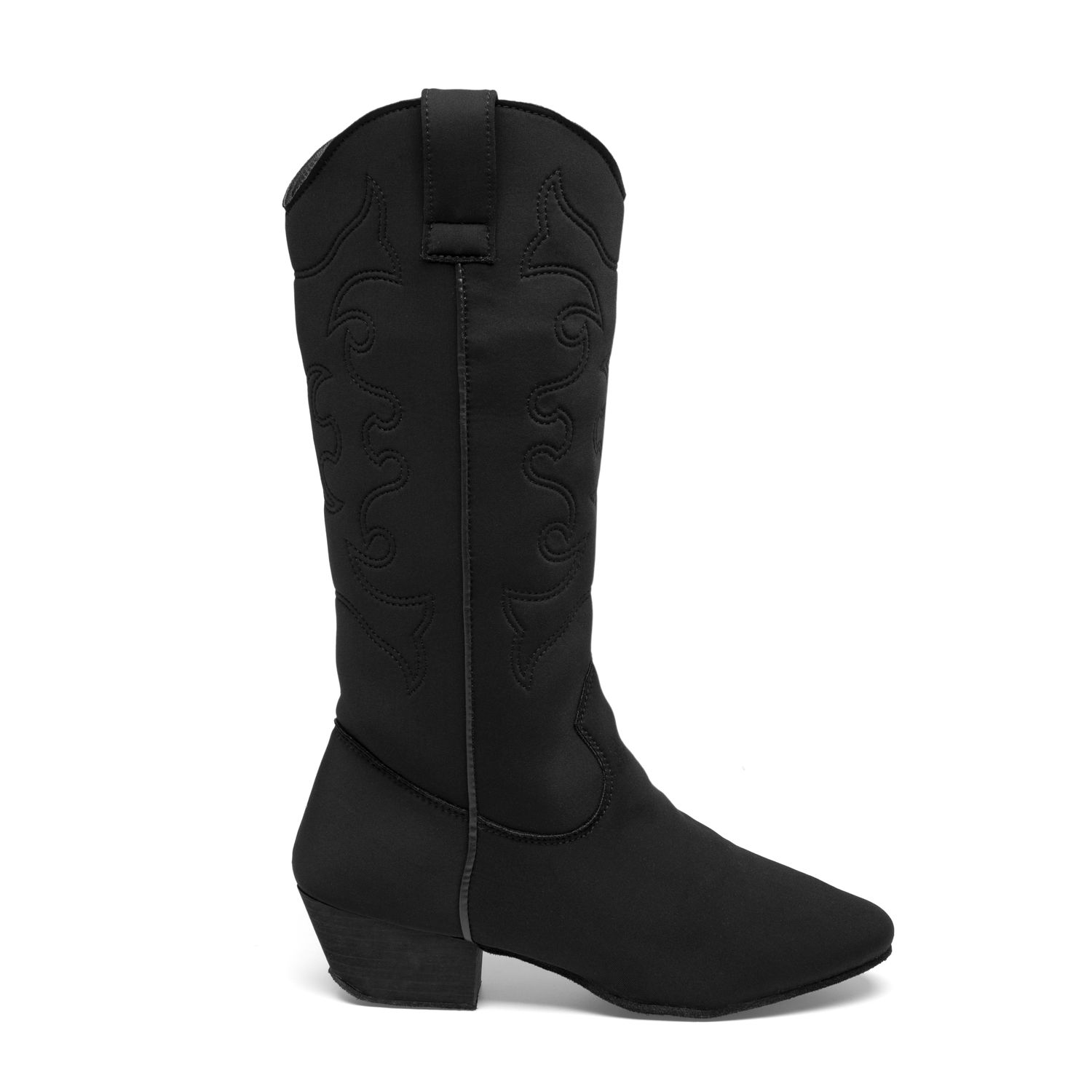 Cody Line Dance Boots made of stretch fabric (Lycra) with chrome leather sole 8811 Cody Line Dance Stiefel aus Stretchgewebe (Lycra) mit Chromledersohle schwarz