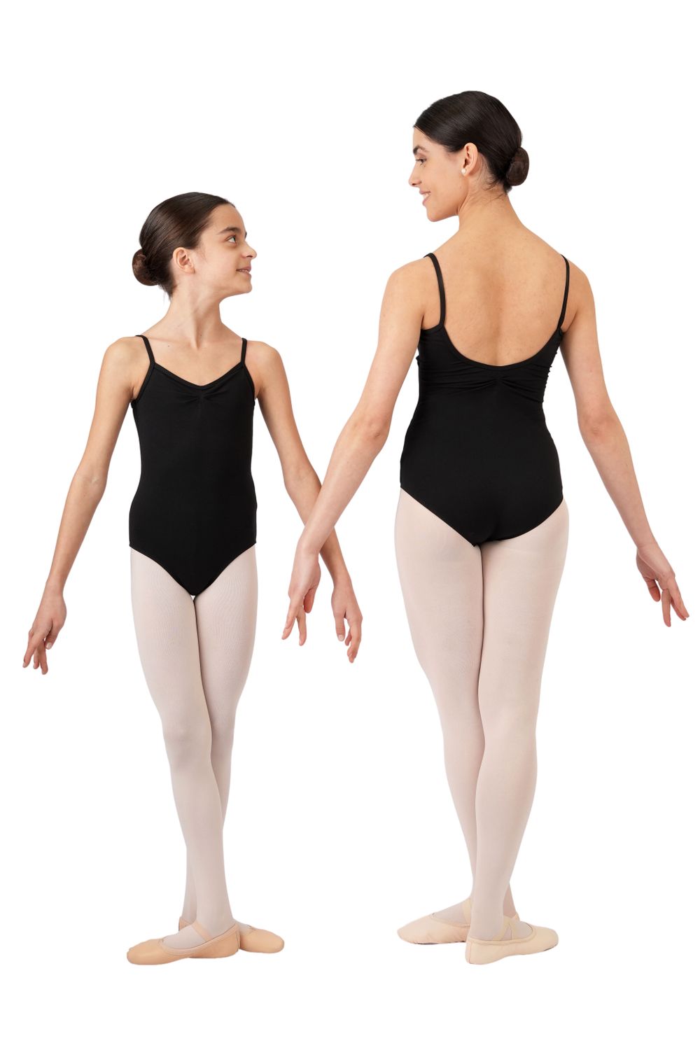 Damen Kinder Ballett Trikot mit Spaghettiträgern und Raffungen R3102