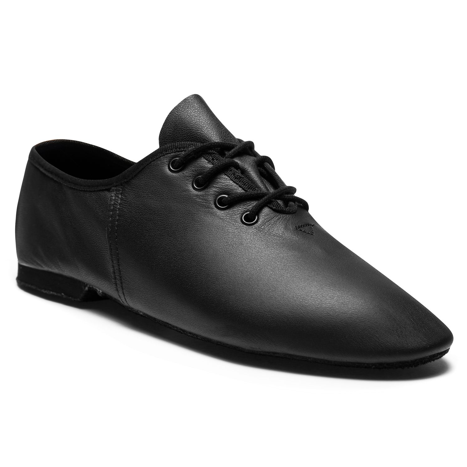 Leather jazz shoes with full-length chrome leather sole JZE05 Jazzschuhe aus Leder mit durchgehender Chromledersohle schwarz