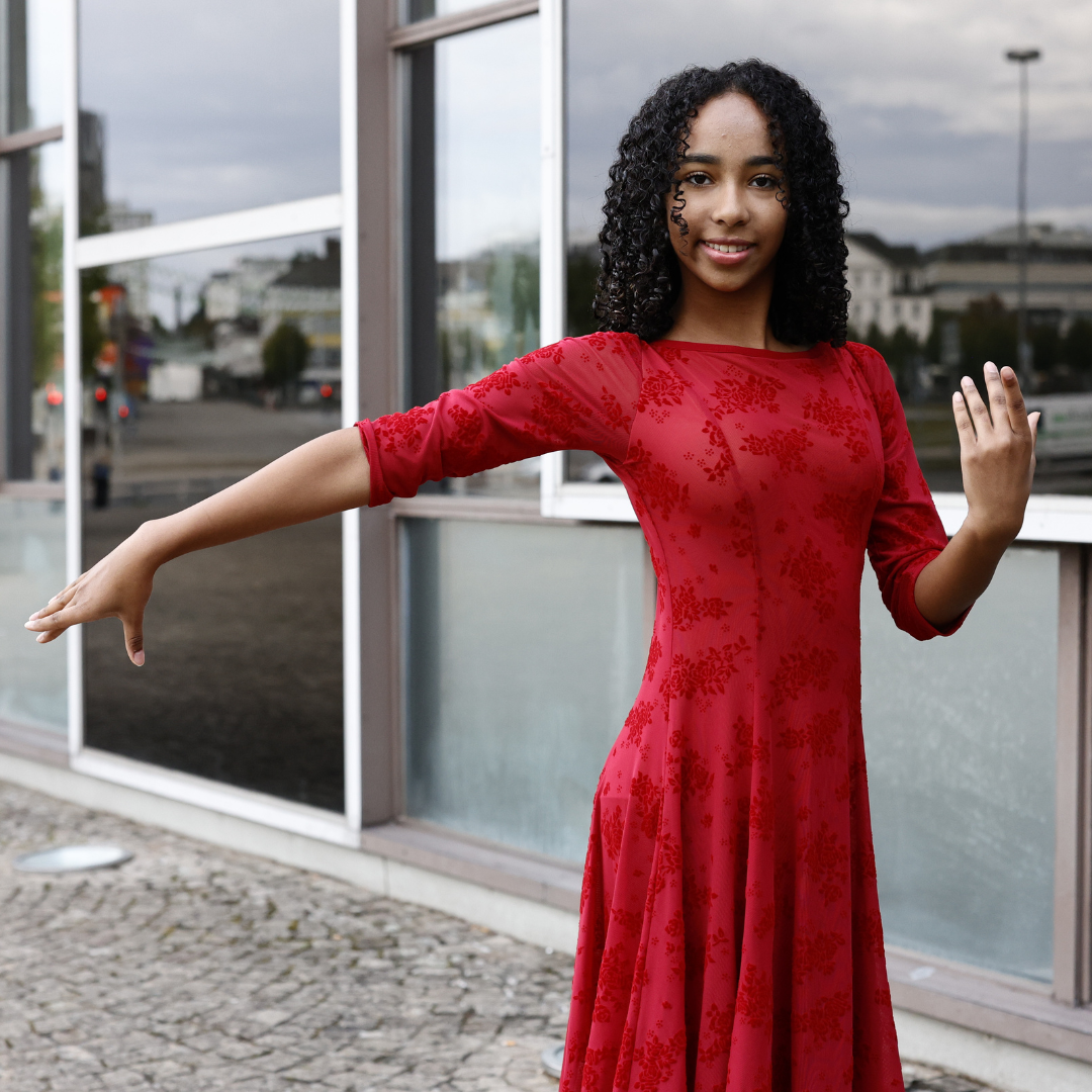 Damen Kleid U-Rückausschnitt Burgundy