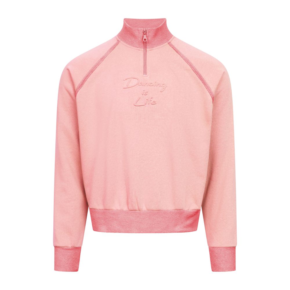 Damen Sweatshirt mit Half-Zip Pink