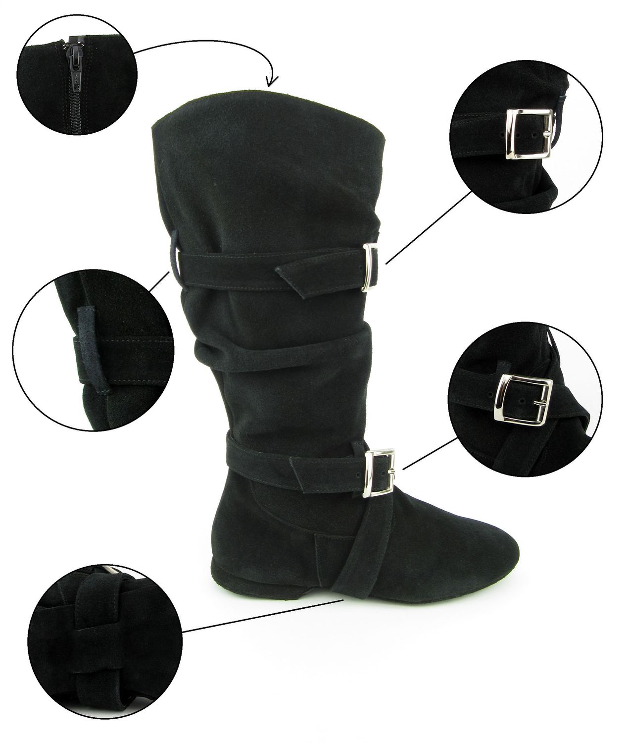 West Coast Swing boots made of suede and chrome leather sole 8840 West Coast Swing Stiefel aus Wildleder und Chromledersohle