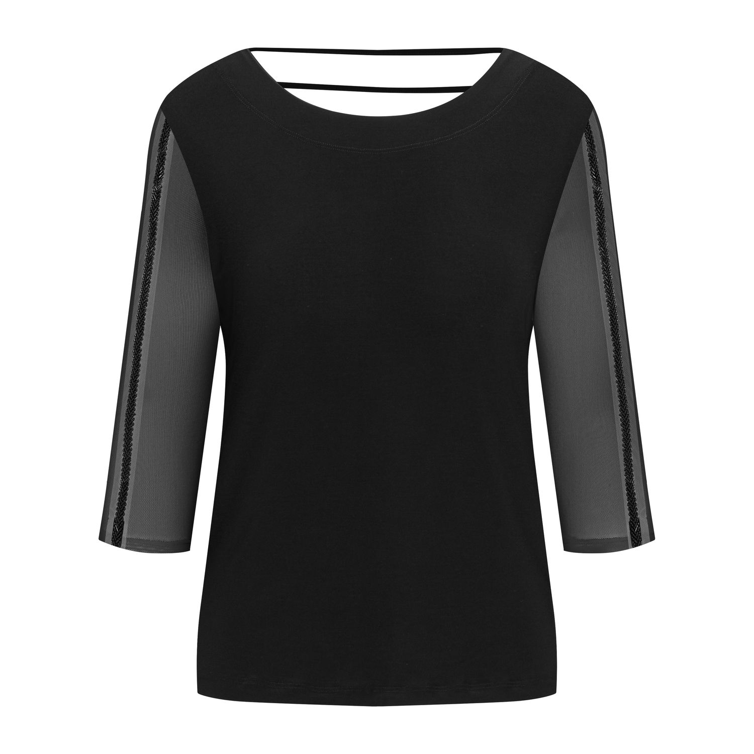 Tanzshirt Damen 3/4 Ärmel Schwarz