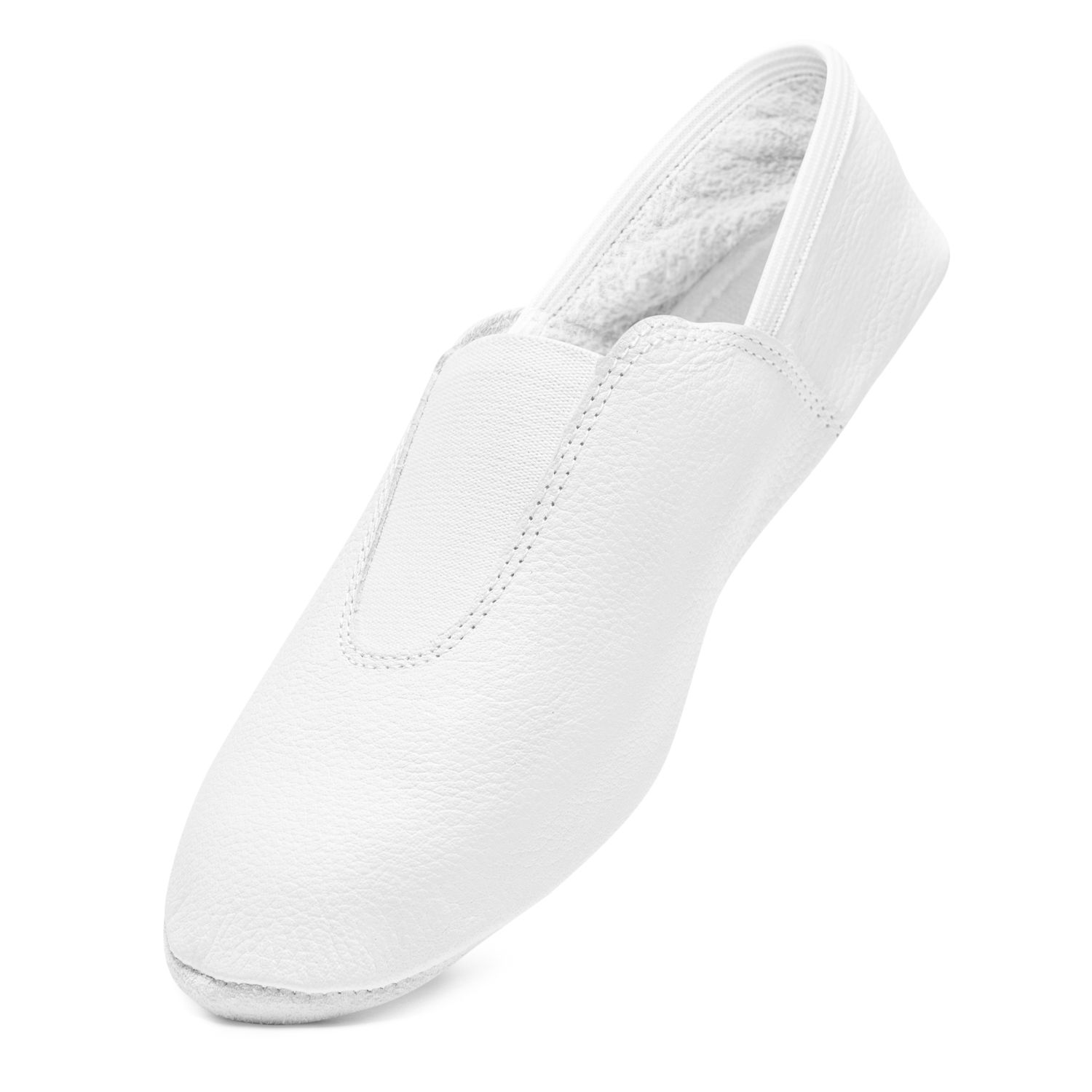 Gymnastikschuh Chromledersohle mit Gummieinsätzen 1041 Gymnastikschläppchen Weiß