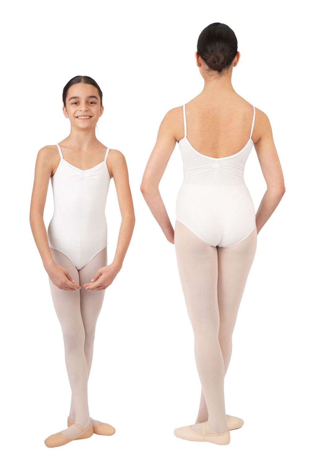 Damen Kinder Ballett Trikot mit Spaghettiträgern und Raffungen R3102