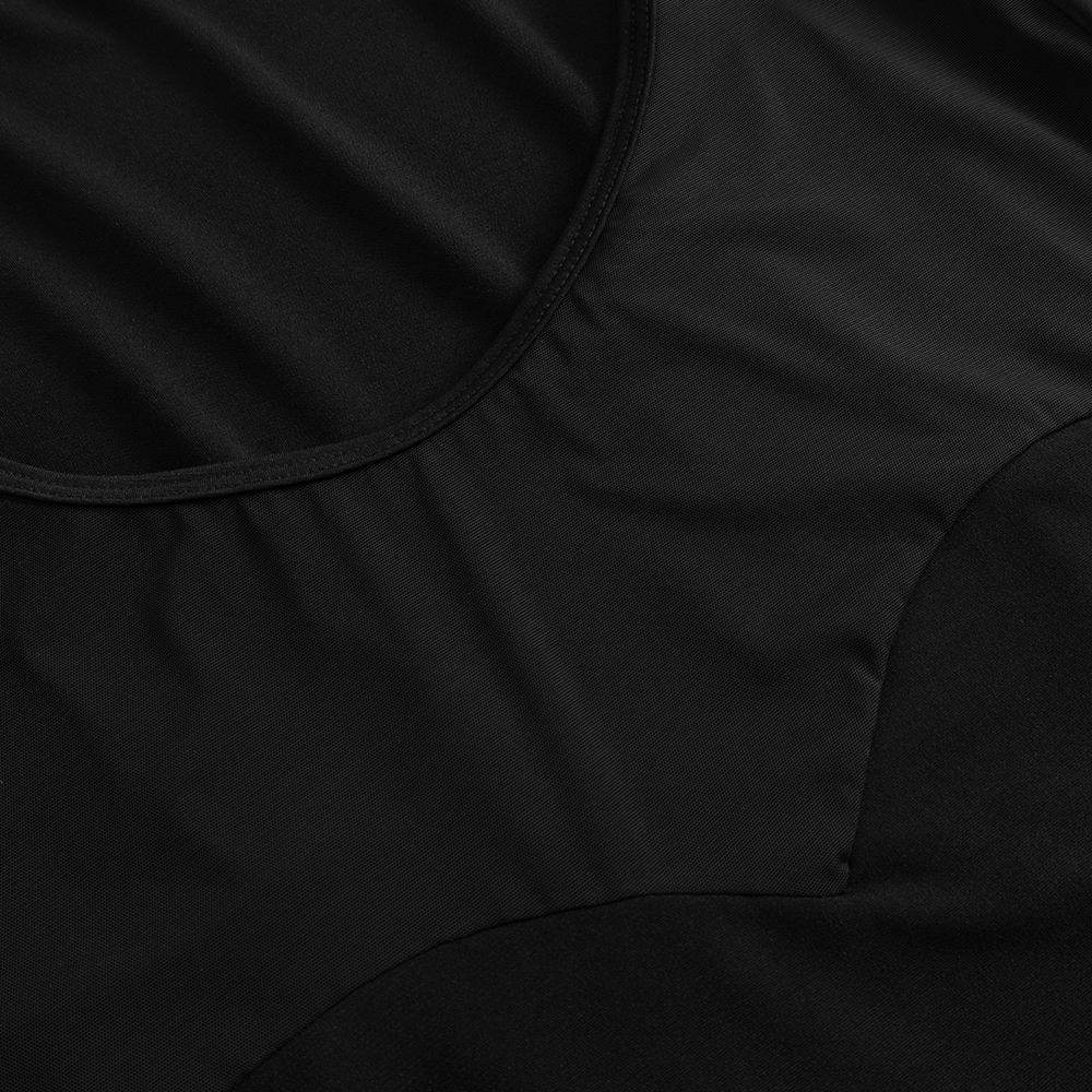 Kleid mit 3/4-Arm und Netz-Ausschnitt schwarz