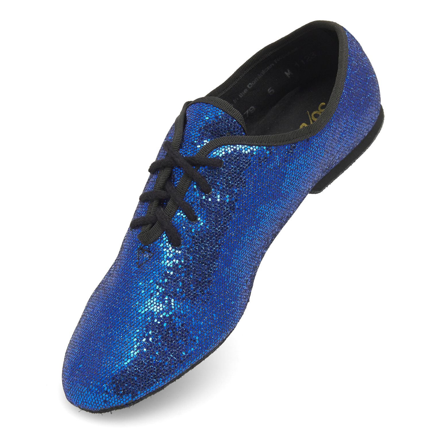 Jazzschuhe aus Glanz-Spinnstoff mit ganzer Chromledersohle JZ79  Jazzschuh mit Chromledersohle blau