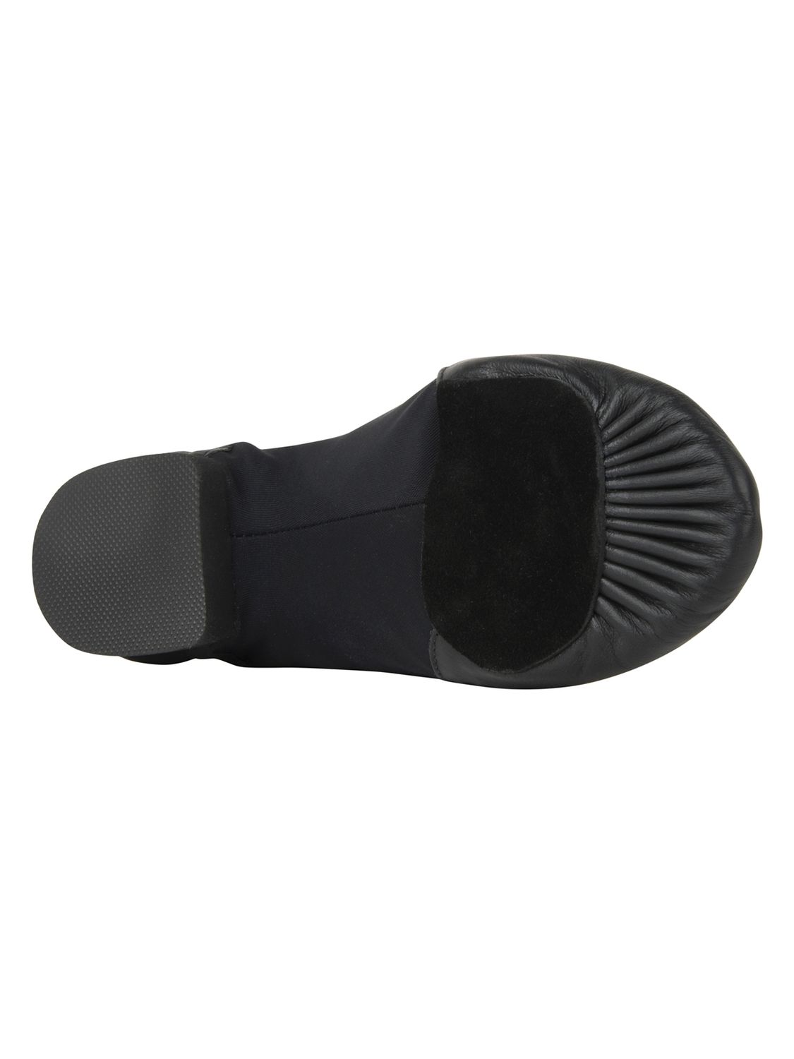 Jazzschuhe aus Leder und Stretcheinsatz mit geteilter Chromledersohle und Gummiabsatz JZE45A Jazzschuhe aus Leder mit Stretcheinsatz und geteilter Chromledersohle und Gummiabsatz schwarz