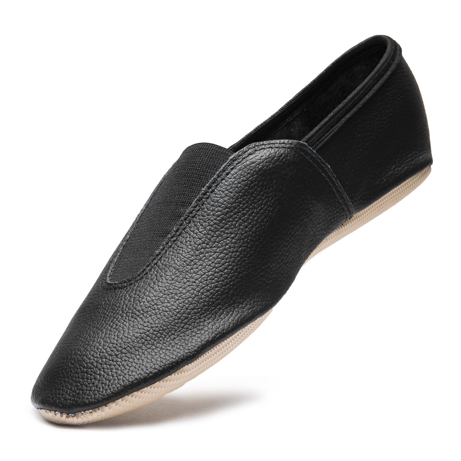 Gymnastikschläppchen aus Leder mit ganzer Gummisohle 1037 Gymnastikschläppchen aus Leder mit ganzer Gummisohle schwarz