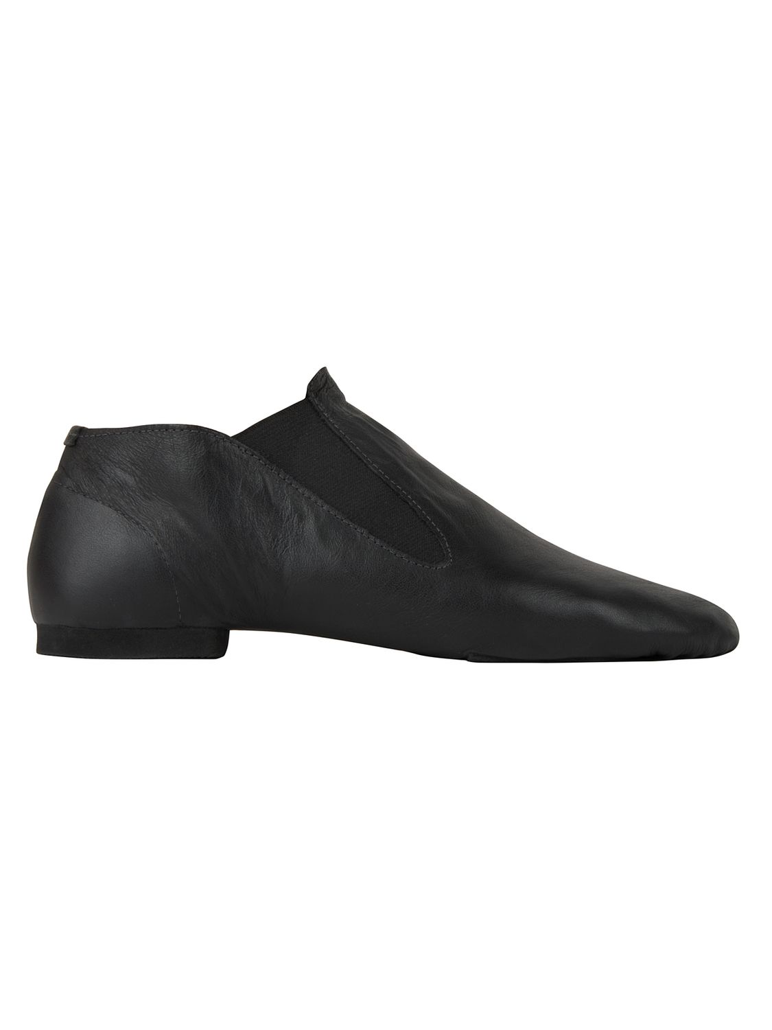 Leather jazz shoes with elastic band and split rubber sole JZE40 Jazzschuhe aus Leder mit Gummizug und geteilter Gummisohle schwarz
