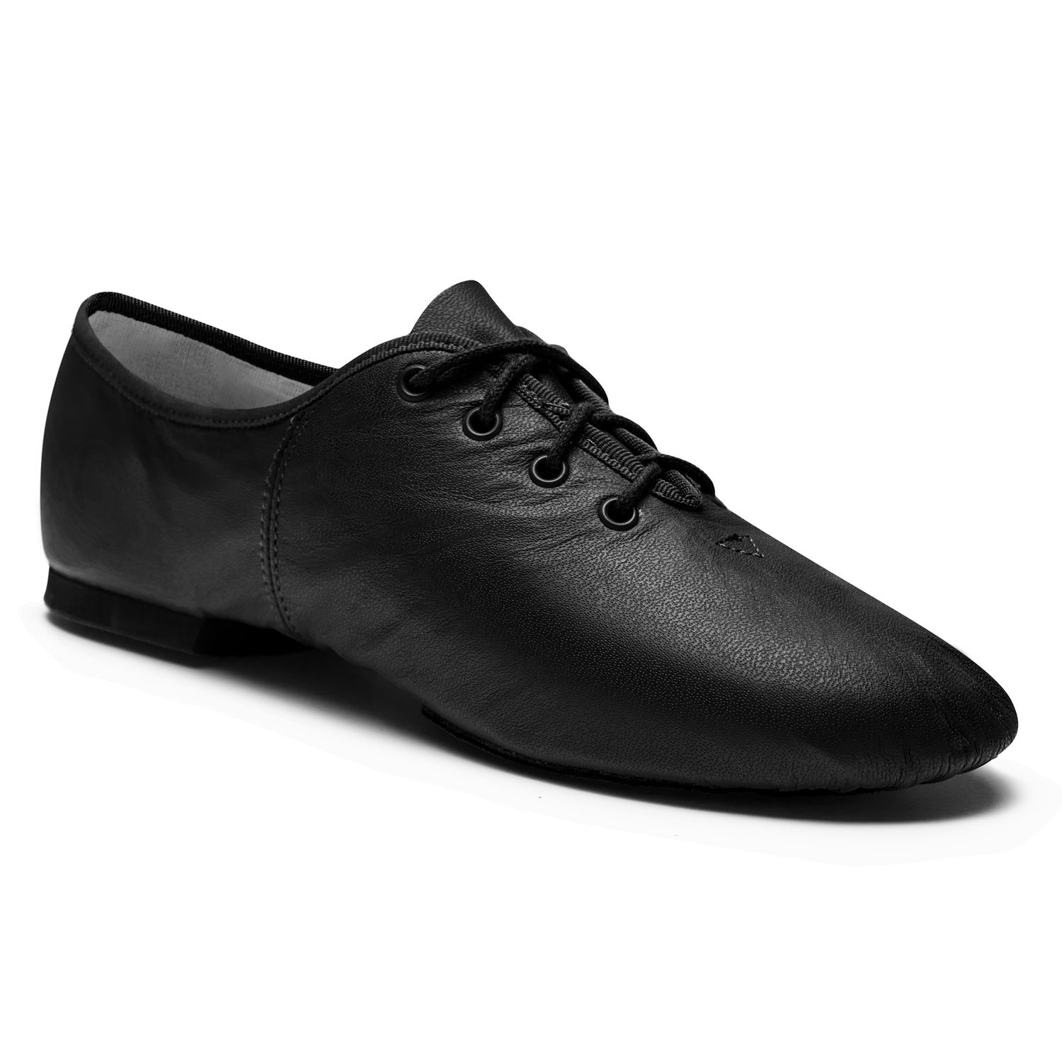 Jazzschuhe aus Leder mit geteilter Chromledersohle und Gummiabsatz JZE09A Jazzschuhe aus Leder mit geteilter Chromledersohle und Gummiabsatz schwarz