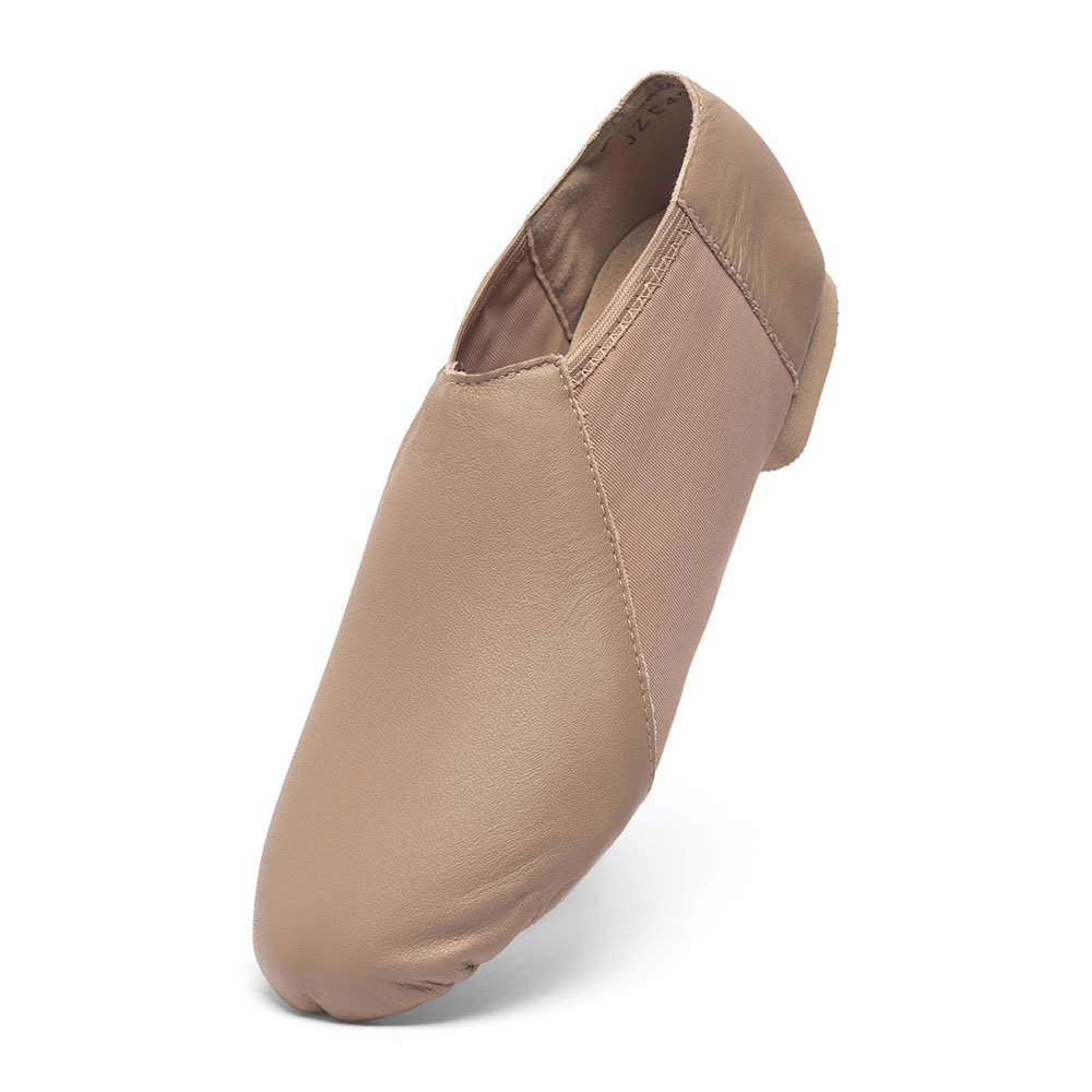 Jazzschuhe aus Leder und Stretcheinsatz mit geteilter Gummisohle JZE45 Jazzschuhe aus Leder mit Stretcheinsatz und geteilter Gummisohle caramel
