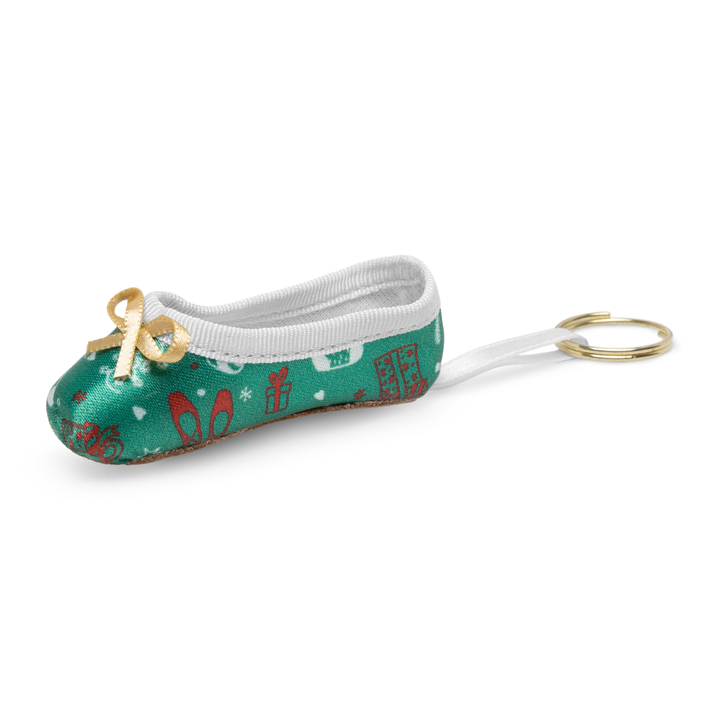 Mini-Spitzenschuh-Schlüsselanhänger Weihnachtsedition aus Satin & Leder KC15