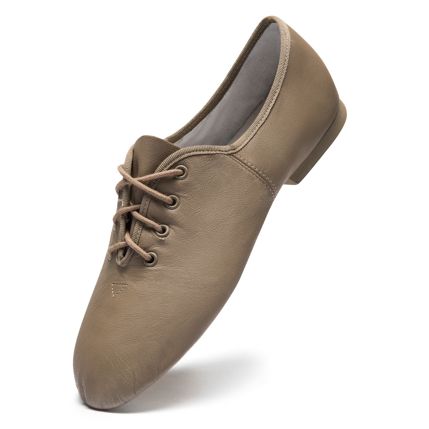 Jazzschuhe aus Leder mit geteilter Chromledersohle und Gummiabsatz JZE09A Jazzschuhe aus Leder mit geteilter Chromledersohle und Gummiabsatz tan