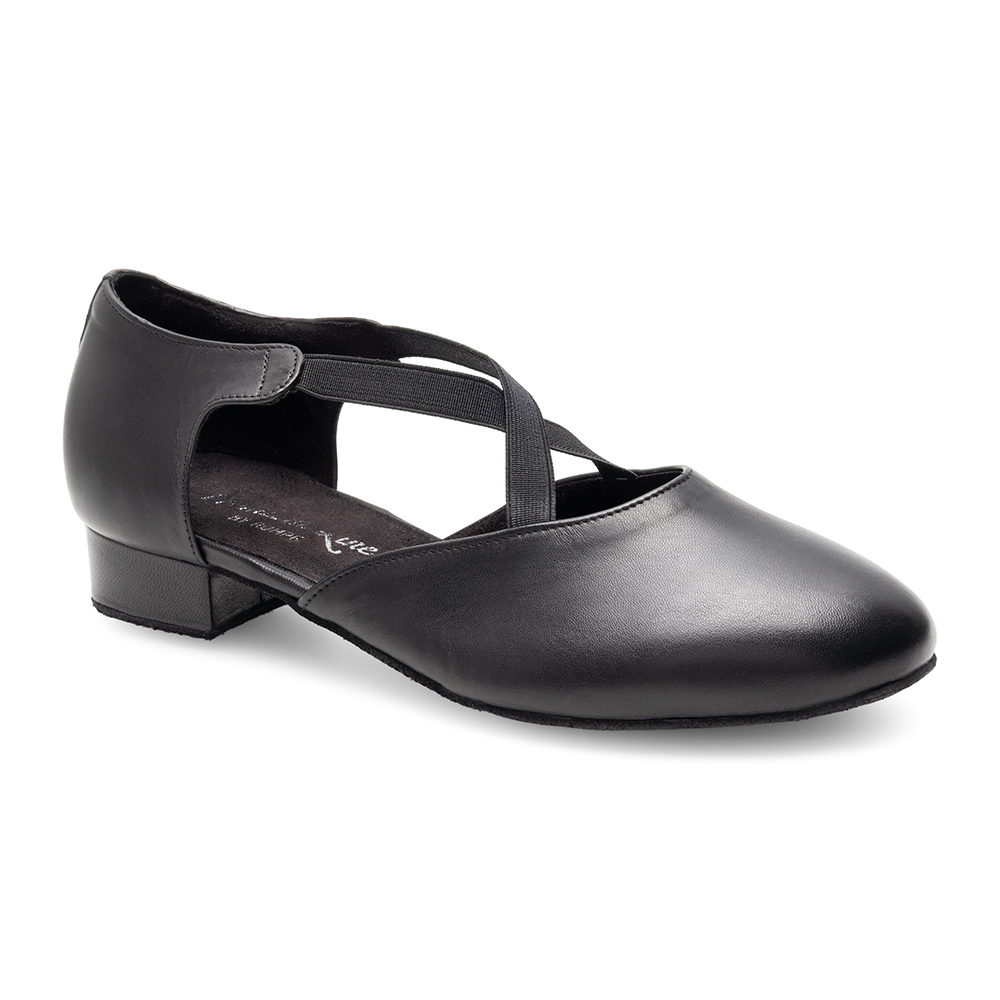 Griechische Tanzsandale mit grekreuzten Gummibändern Schwarz