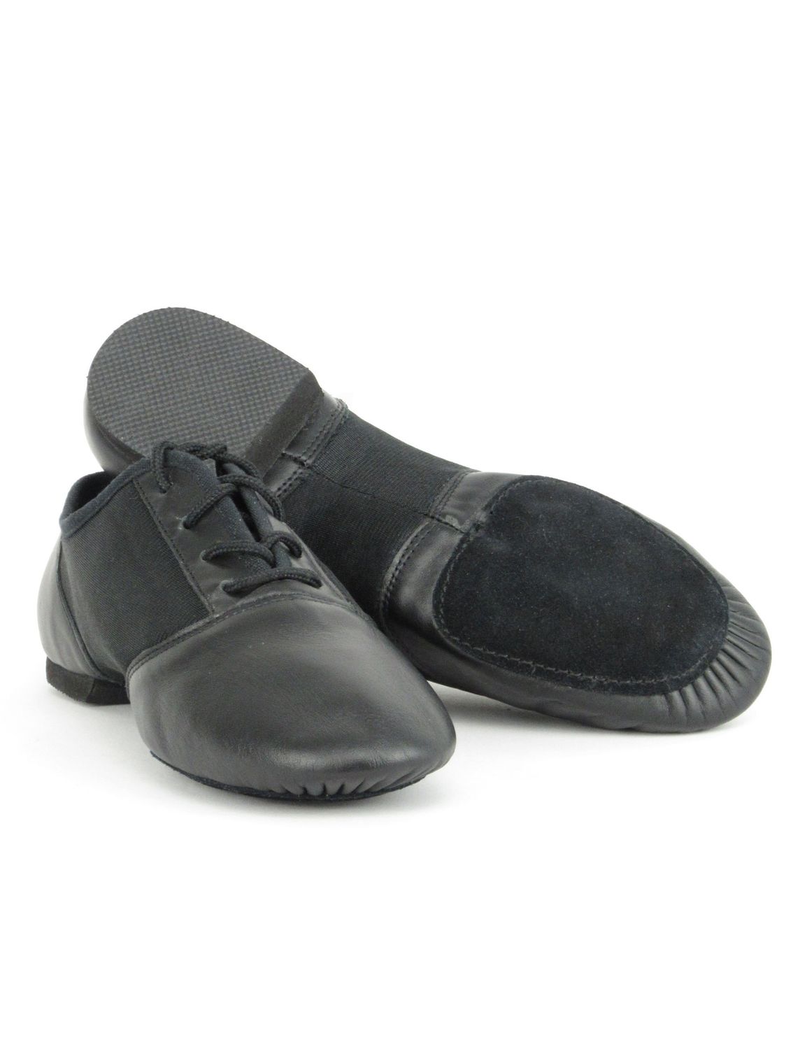 Jazzschuhe aus Leder und Neopreneinsatz mit geteilter Chromledersohle und EVA-Absatz 1275 Jazzschuhe aus Leder und Neopreneinsatz mit geteilter Chromledersohle und EVA-Absatz schwarz
