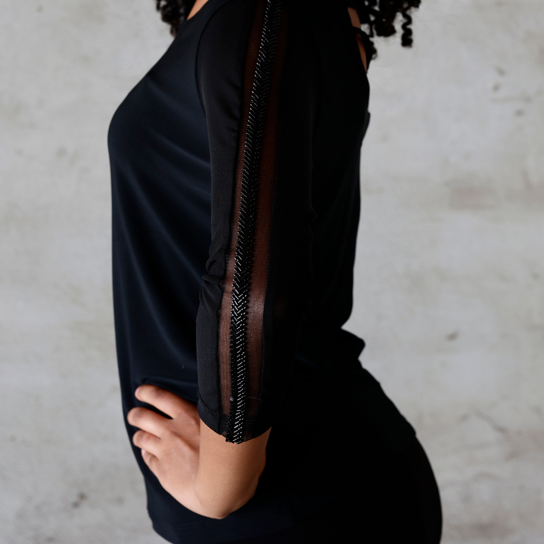 Tanzshirt 3/4 Ärmel Schwarz