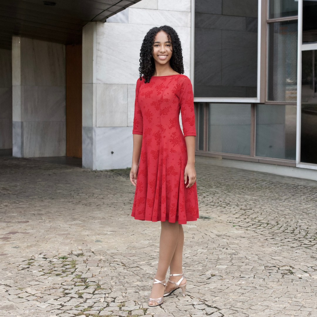 Damen Kleid U-Rückausschnitt Burgundy
