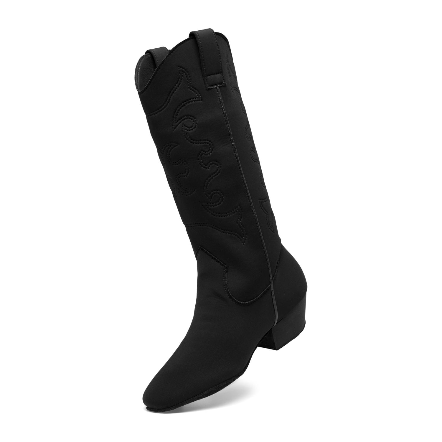 Cody Line Dance Boots made of stretch fabric (Lycra) with chrome leather sole 8811 Cody Line Dance Stiefel aus Stretchgewebe (Lycra) mit Chromledersohle schwarz