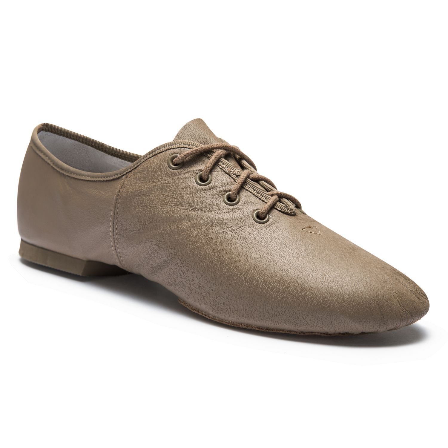 Jazzschuhe aus Leder mit geteilter Chromledersohle und Gummiabsatz JZE09A Jazzschuhe aus Leder mit geteilter Chromledersohle und Gummiabsatz tan