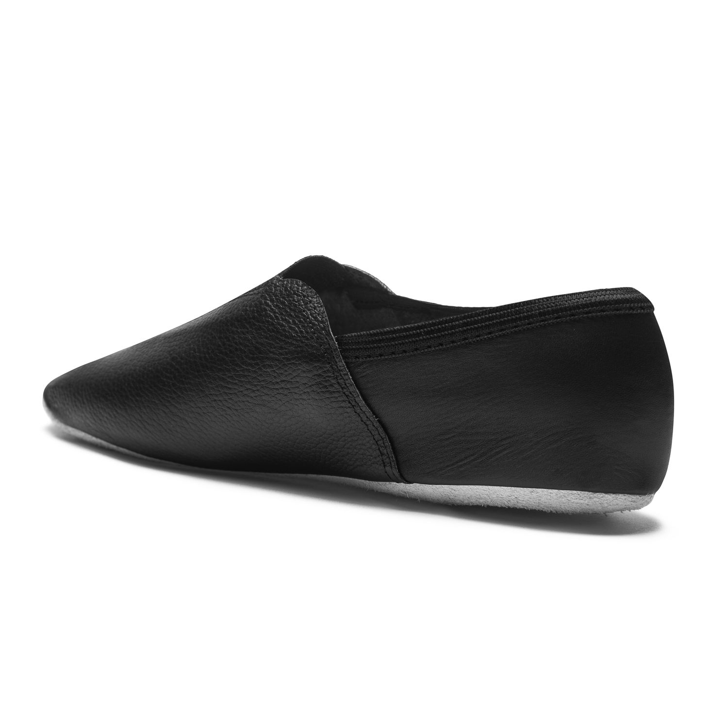 Gymnastikschuh Chromledersohle mit Gummieinsätzen 1041 Gymnastikschläppchen Schwarz