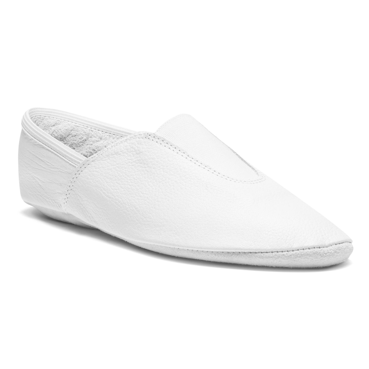 Gymnastikschuh Chromledersohle mit Gummieinsätzen 1041 Gymnastikschläppchen Weiß