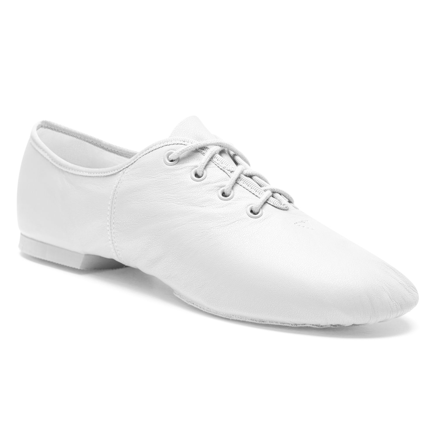 Jazzschuhe aus Leder mit geteilter Chromledersohle und Gummiabsatz JZE09A Jazzschuhe aus Leder mit geteilter Chromledersohle und Gummiabsatz weiß