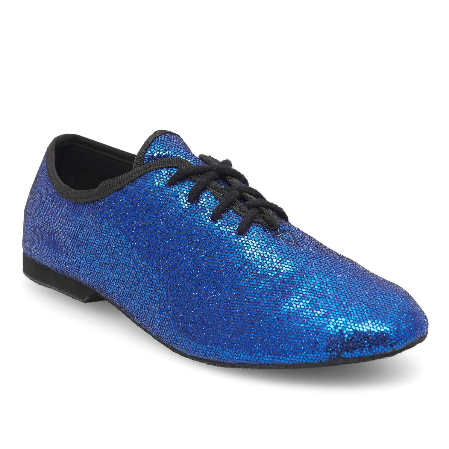 Jazzschuhe aus Glanz-Spinnstoff mit ganzer Chromledersohle JZ79  Jazzschuh mit Chromledersohle blau
