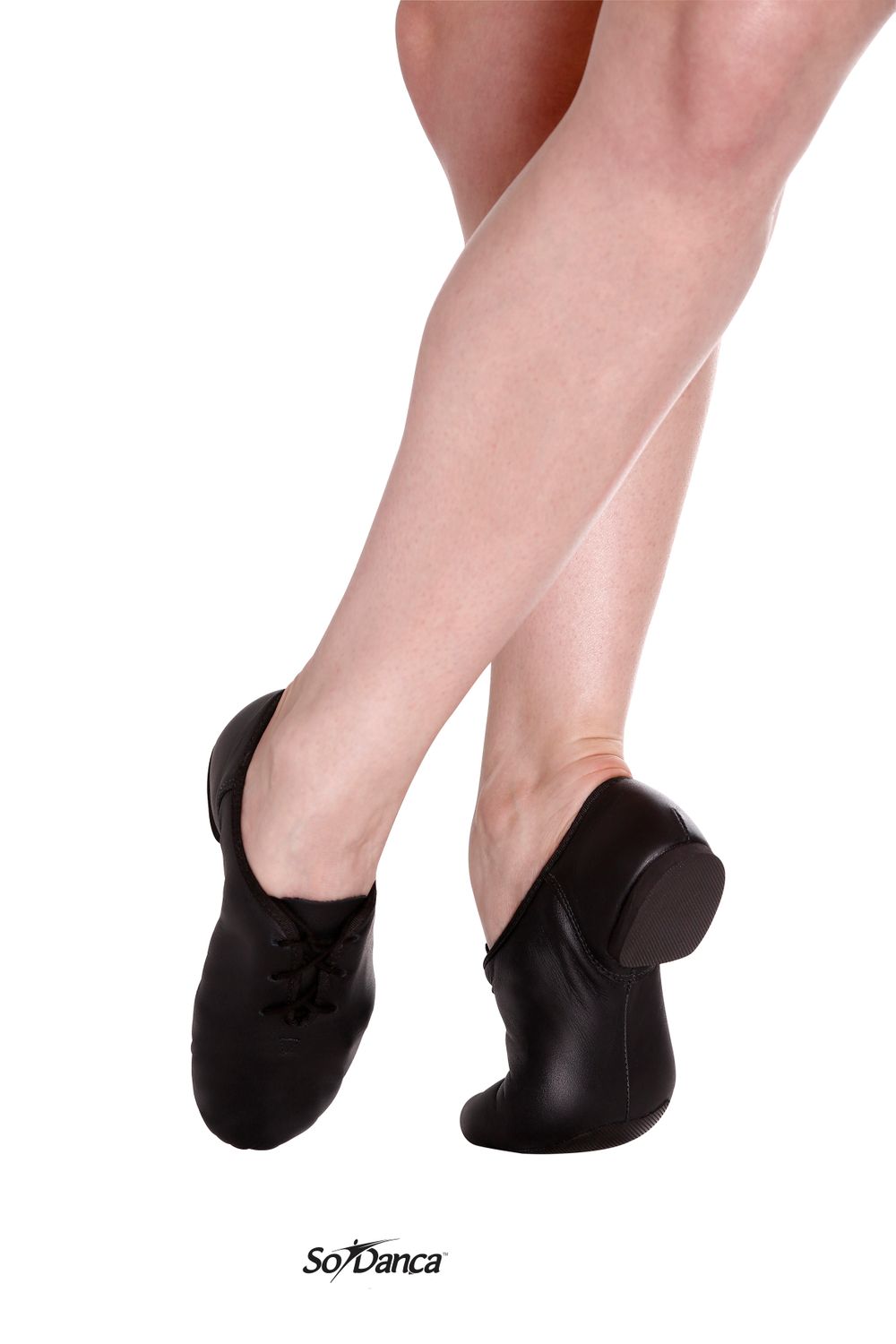 Jazzschuhe aus Leder mit geteilter Gummisohle JZE10 Jazzschuhe aus Leder mit geteilter Gummisohle schwarz